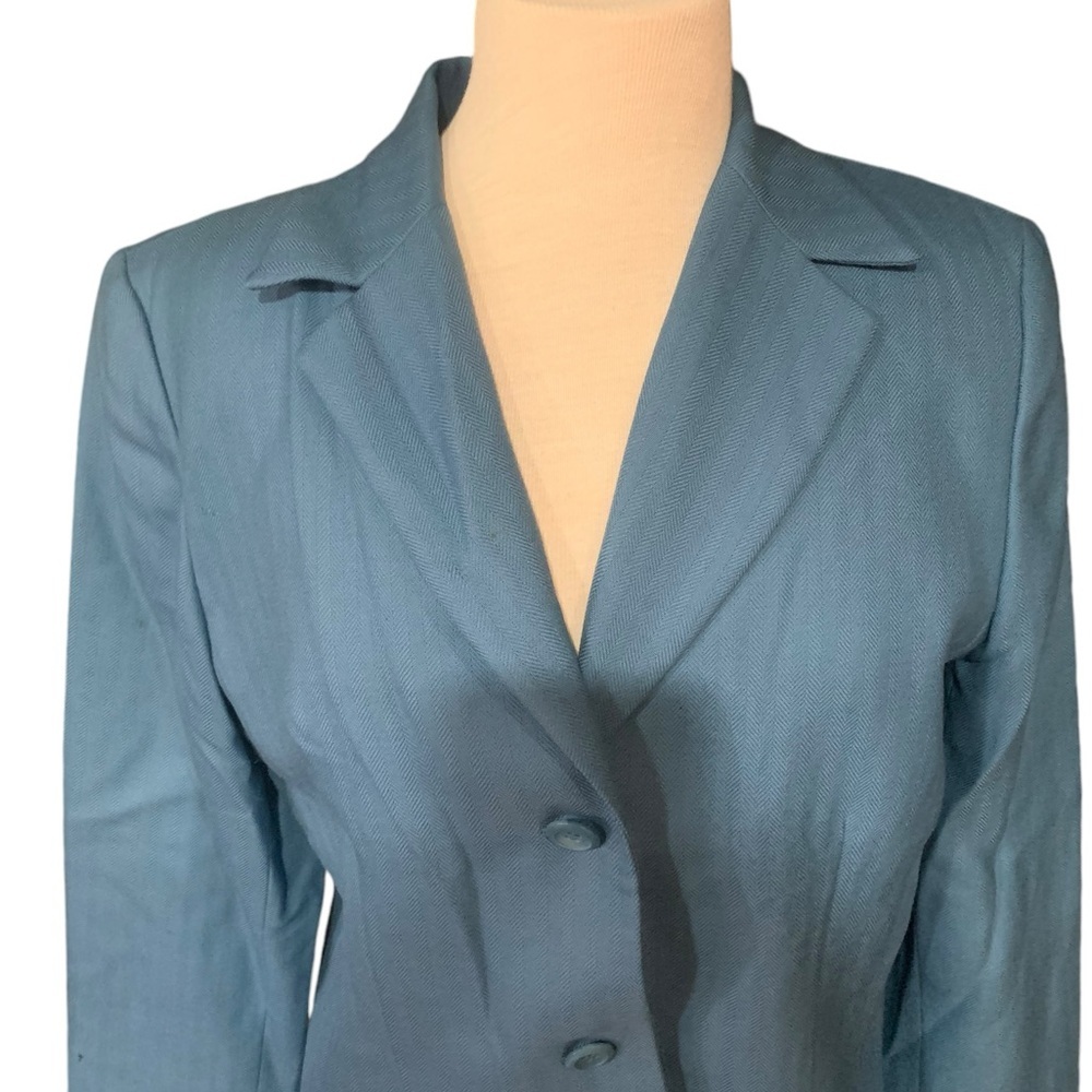 ❤️Blue Pendleton lined wool blazer size 10 petite - Picture 2 of 8